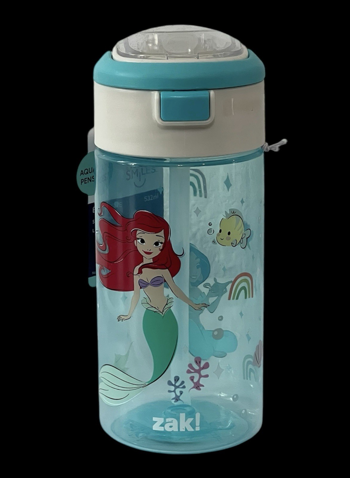 zak Disney Princess Water Bottle zak! Ariel Jasmine 18 oz Leak Proof BPA Free