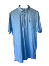 Johnnie-O Featherweight Polo Shirt M Blue Print UPF 50 Stretch Golf Casual Mens