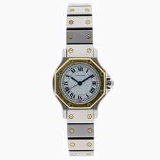 CARTIER 866674 Santos Octagon WATCH white SS/YG AT 5