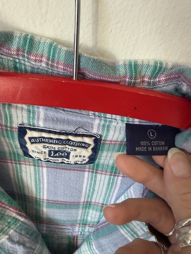 Vintage 90s Lee Pastel Flannel Shirt Large Plaid Cotton Grunge Lumberjack, Size L, $16.8 - Photo 4