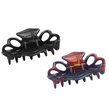 Parcelona French Double Loop Small Tortoise Shell and Black Jaw Hair Claw