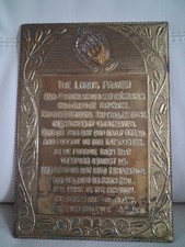 Antique brass plaque of 'The Lord's Prayer'