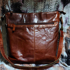 Jack Georges Voyager Rich Brown Full-Grain Buffalo Leather Crossbody Bag
