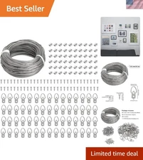 Picture Hanging Kit - 100ft Wire, 60 D Ring Hangers, Metal Sleek Design