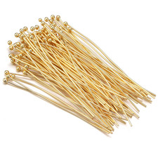 100Pcs 16-70Mm Gold Color Eye Pins Ball Head Pins for Jewelry Making Findings DI
