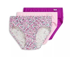 New Jockey Women's size 7 Underwear Elance Cotton Bikini 3 Pack Fushia Pink Flor