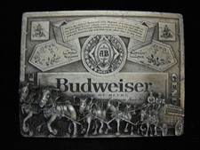 OA09141 VINTAGE 1970s  GENUINE BUDWEISER KING OF BEERS  CLYDESDALES BUCKLE