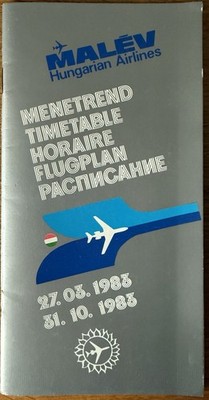 MALEV HUNGARIAN AIRLINES SUMMER 1983 TIMETABLE TU154 TU134 ROUTE MAP