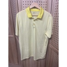 Nike Golf Mens Dri-FIT Standard Fit Striped Polo Shirt Yellow White Size M