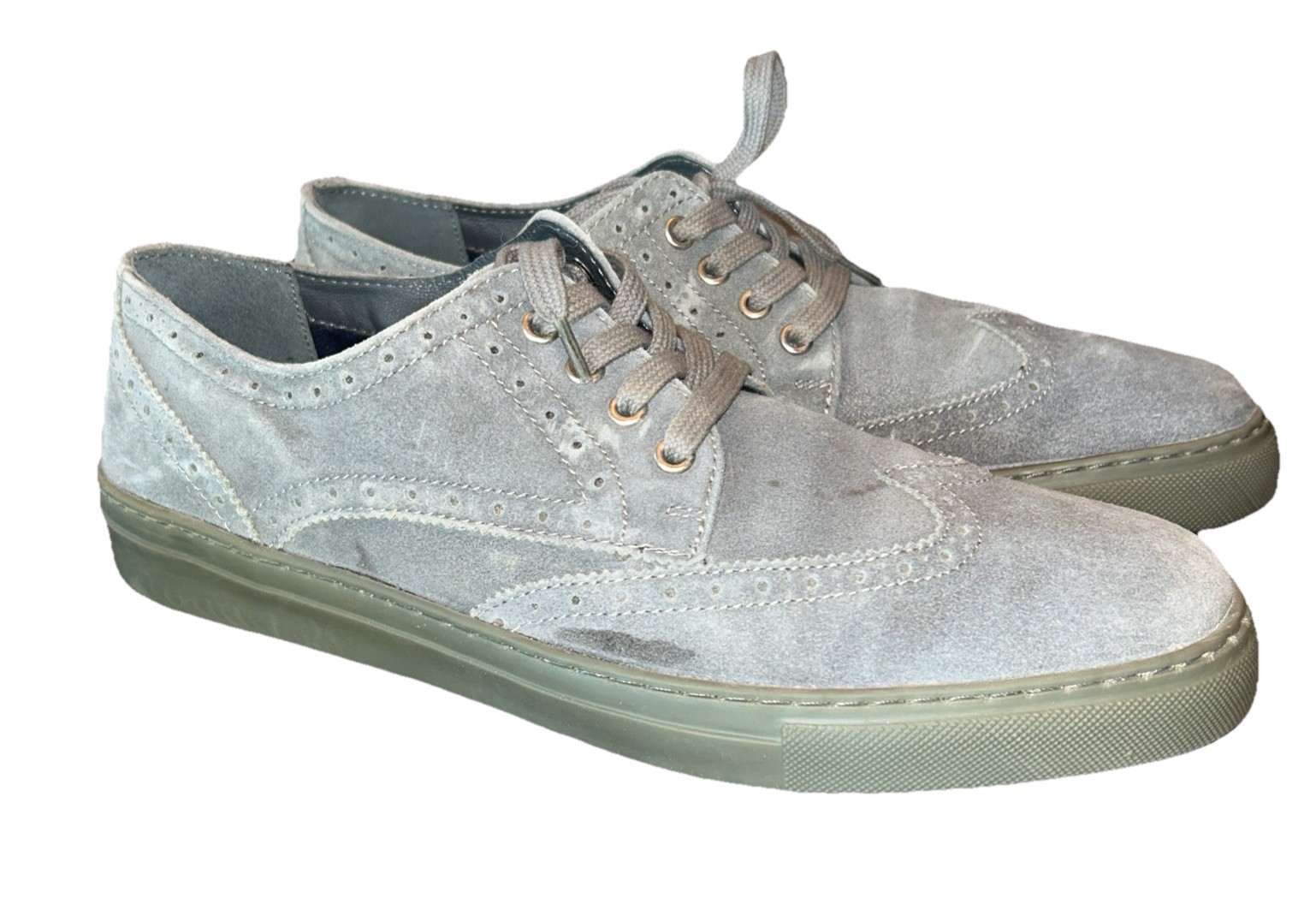 SAOLA J. SCARPE scarpa elegante uomo grigia Warner punta alare Oxford scamosciata taglia 11