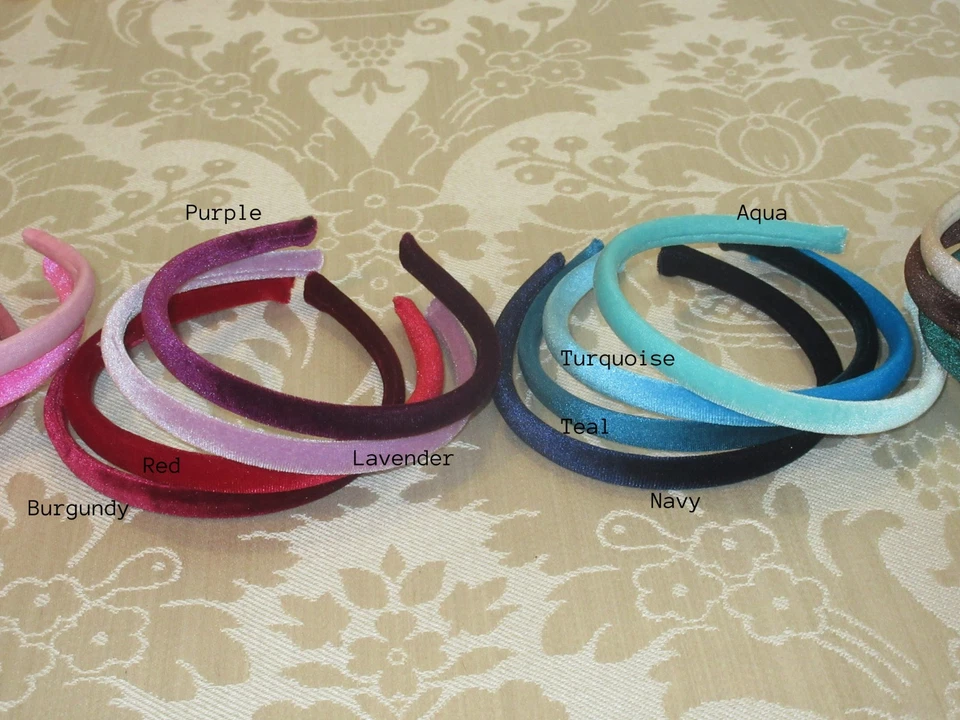 Diadema de terciopelo preppy clásica delgada estrecha hecha a mano elige entre 22 colores Foto 4 de 4