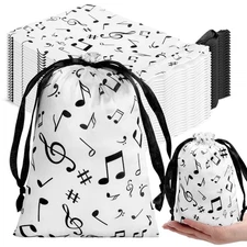 24 Pcs Music Notes Gift Bags Musical Note Drawstring Treat Bag Music Decorati...