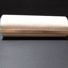 Jimmy Choo Beige Faux Snakeskin Eyeglass Sunglass Case