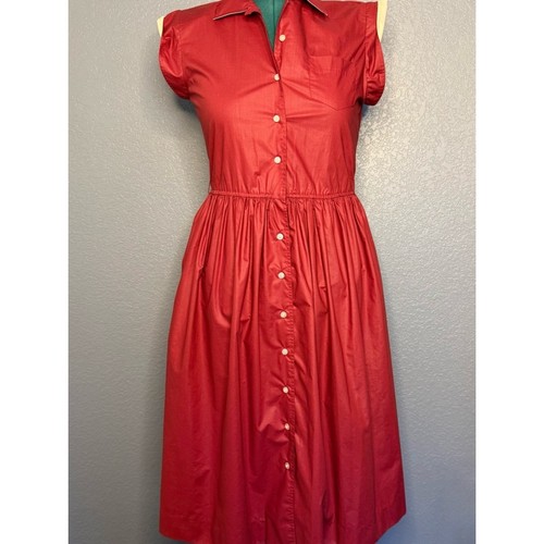 Sunshine Alley Vintage Retro Red Button Down Dress