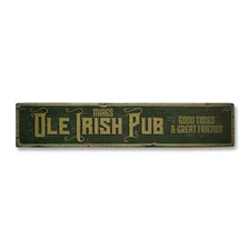 Ole Irish Pub, Custom Bar Owner Name - Rustic Distressed Wood Sign