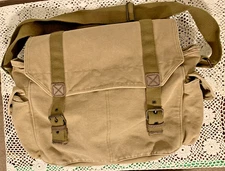 Vintage Old Navy Canvas Messenger Bag Khaki 15X9X7" Crossbody Military Y2K