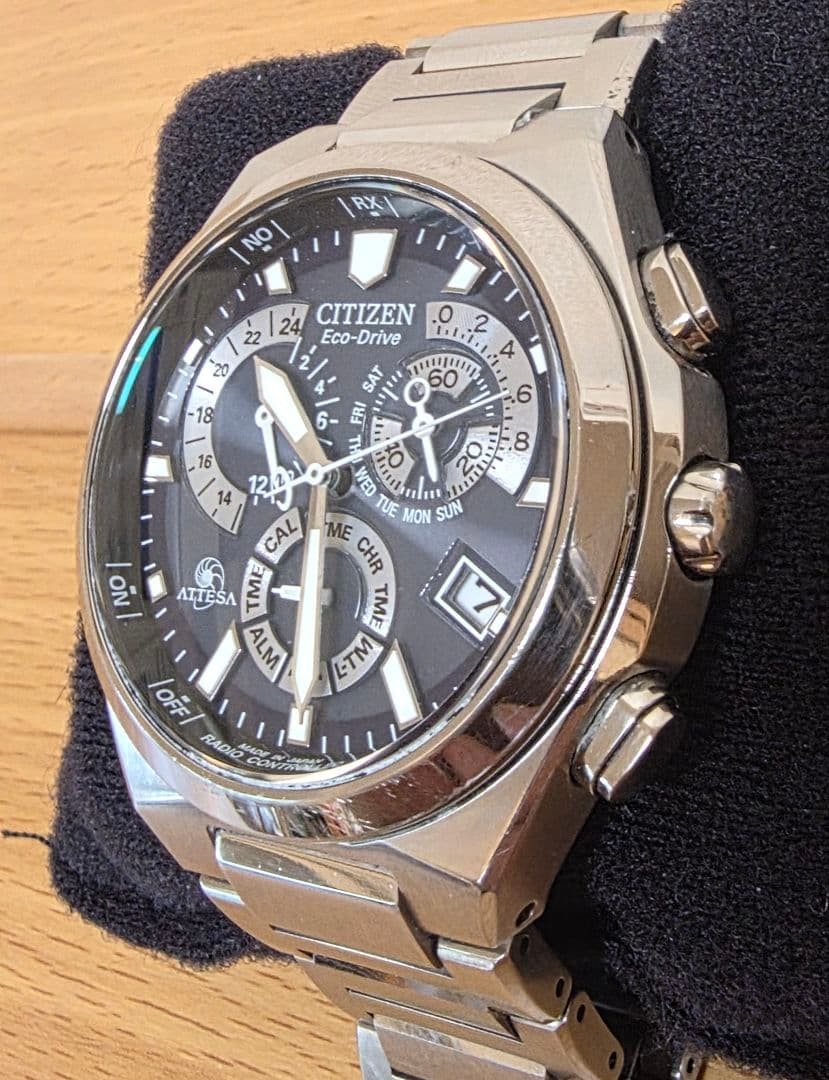 Citizen Attesa Chronograph Radio Solar Watch wrist 18.5cm/7.3in View 3