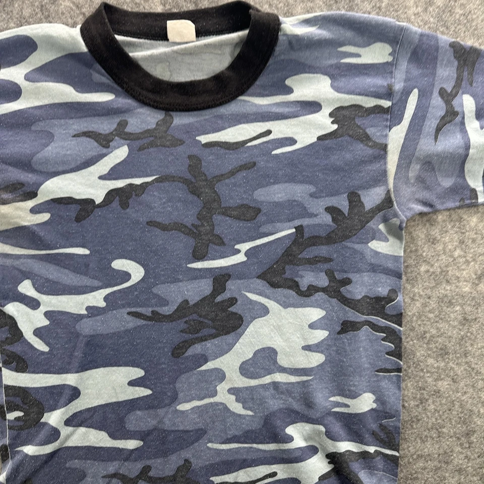 Винтажная футболка Rothco для мальчиков большая синяя камуфляжная камуфляжная военная футболка США 90-е мягкая - Изображение 3 из 4