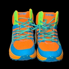 Hi Tec Destructor Logo Orange Blue High Top Trail Hiking Men's Shoes  Size 9.5