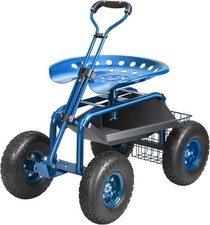 Rolling Garden Work Seat with Wheels, Gardening Stool for Planting,