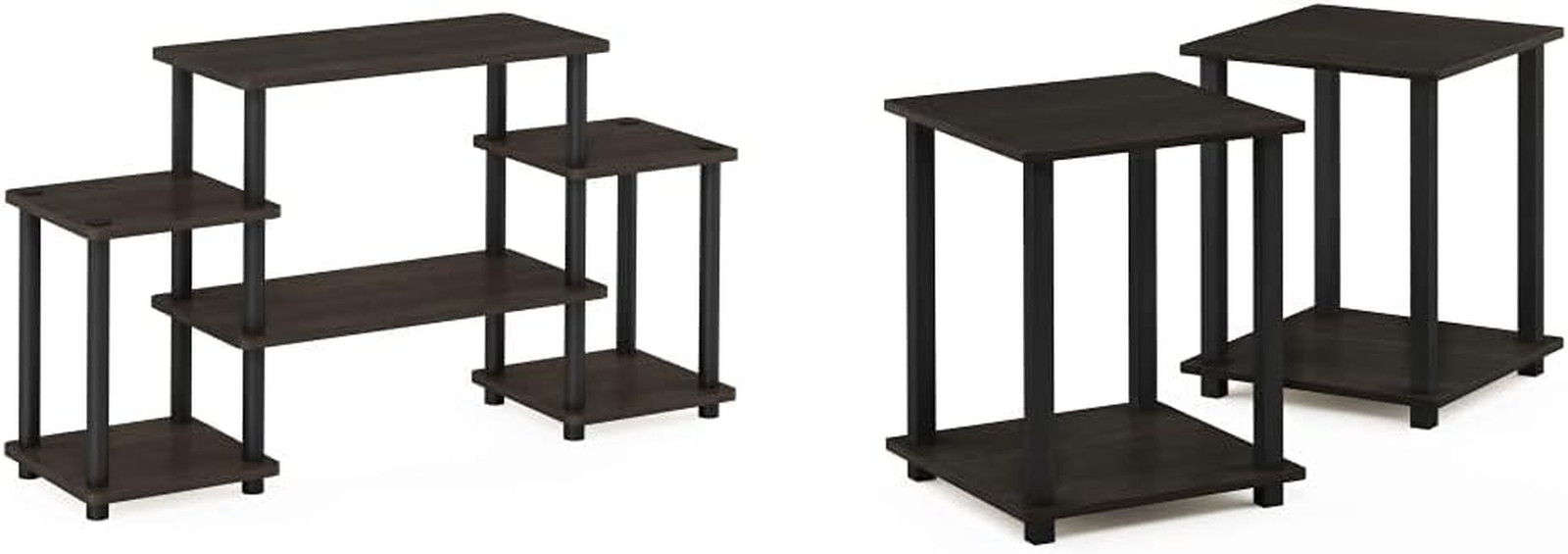 & End Table Set, Dark Brown/black & Espresso/black