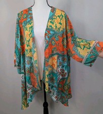 Catherines Chiffon Kimono Boho Womens Sz 2X Open Front Lightweight Cover Up A039