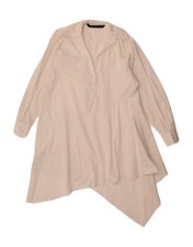 ZARA Womens Oversized Long Sleeve Asymmetrical Dress UK 6 XS Off White OW03