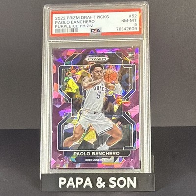 Panini Prizm Draft Picks Paolo Banchero #52 Purple Ice Prizm /149 RC PSA 8