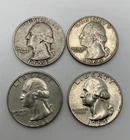 (Lot of 4) Washington 90% Silver Quarters 1954-D, 1960-D, 1963-D, 1964-D