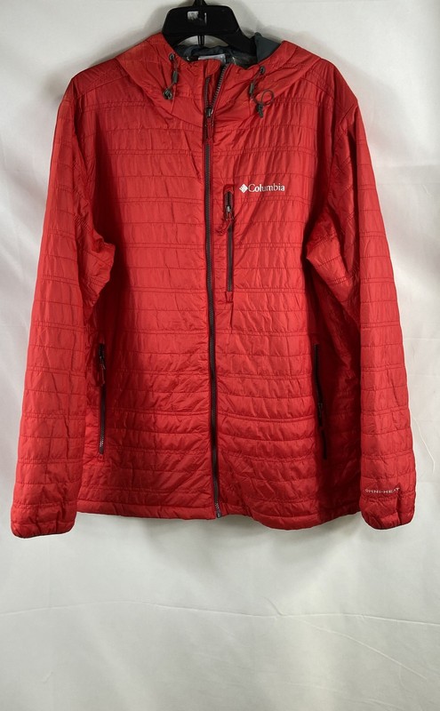 Columbia Women's Red Omni-Heat Thermal Hooded Insulated Puffer Jacket Sz L
