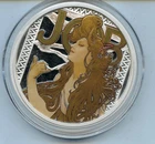 Alphonse Mucha 5 oz .999 Silver Mucha Collection JOB Colorized ✪COINGIANTS✪