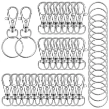 70PCS Swivel Snap Hooks with Key Rings, Metal Lobster Claw 32mm, silver 