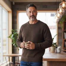 NWT FRONTIER THREADS MENS DONEGAL CREWNECK SWEATER CHOCOLATE PULLOVER. XL. NEW