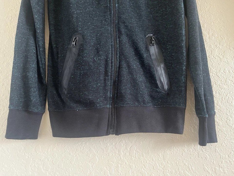 Sudadera con Capucha Dikotomy Premium Basics Para Hombre Cremallera Completa Verde Mármol Negro Suéter S Foto 4 de 4