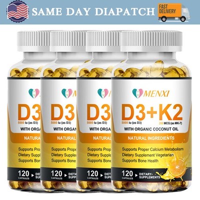 Vitamin D3 with K2 D3 5000IU and K2 200mcg 120 Vegetarian Capsules High Strength