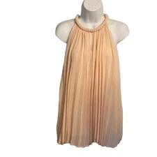 Faisca Size S Pink Braided Neckline with Cut Outs Sleeveless Blouse