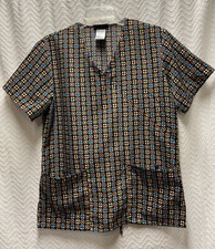 Cherokee Workwear Multicolored Floral Patterned Size Small Scrub Top