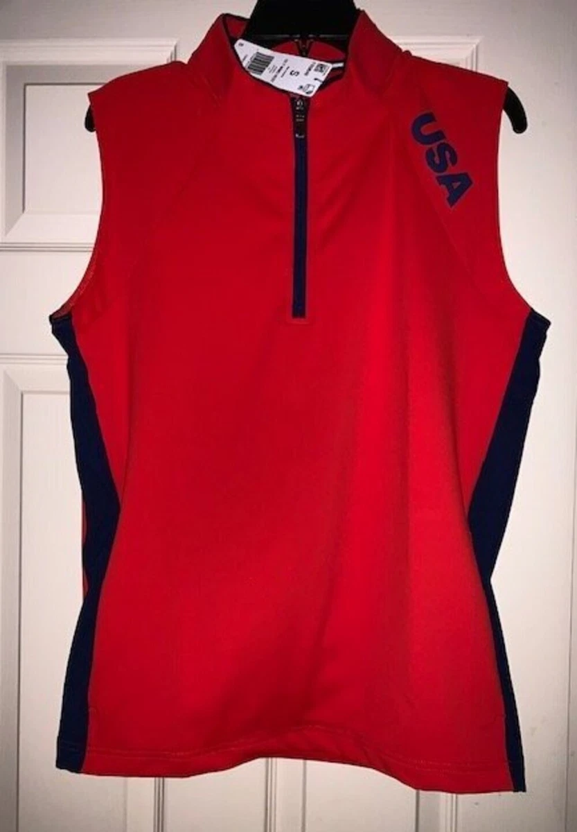 NWT Adidas USA Golf Team 2020 Olympics Men s Small Red Wind Vest 1 4 Zip