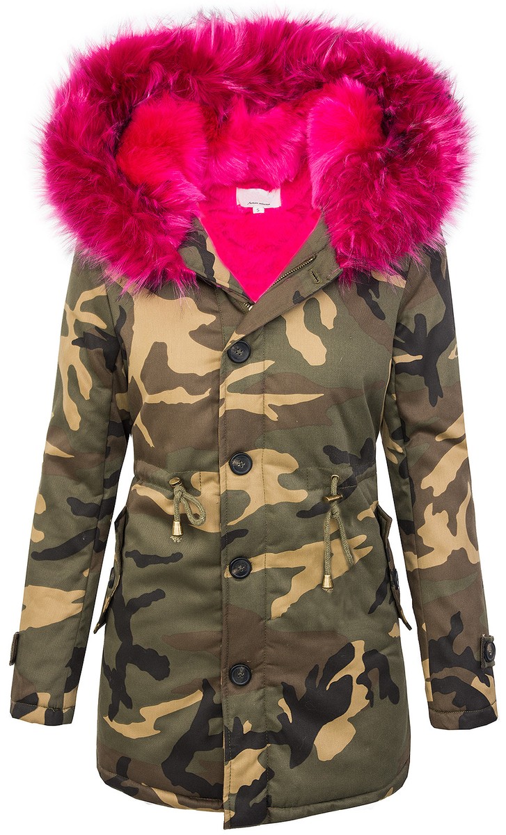 Roter Parka Parka Jacke Mit Pinkem Fell Damen Parka Rosa Fell