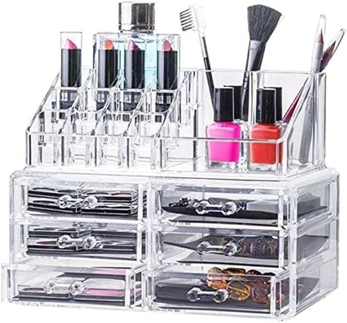 Organizzatore Cosmetici con 6 Cassetti, Espositore Portatrucco in Plastica - Foto 2 di 5