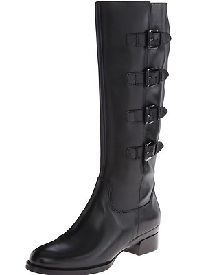 ECCO Sullivan Black High Cut Leather Buckle Boots Shoes US 5.5 M NWB