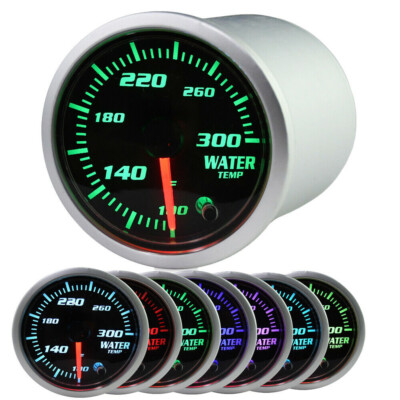 52mm Car Water Temp Temperature Gauge Meter Fahrenheit 7 Color LED w/ Sensor A2