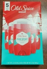 5Pack Old Spice High Endurance Deodorant for Men Pure Sport 2.4oz Original Scent