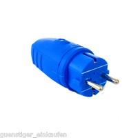 As Schwabe Gummi Stecker IP44 Blau 230V/ 16A 2,5Mm² Schukostecker Spritzwasser