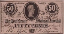 1864 $.50 CSA T72 *Reproduction* Civil War Jefferson Davis Pictured