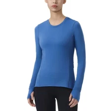 Spyder Active Top Womens Stretch Side Zip Long Sleeve Pullover, Blue, Size L