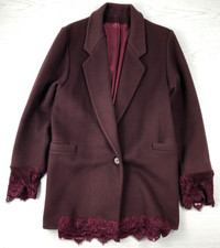 Vintage Womens Wool Coat L Forstmann Red Maroon Long Worumbo 100% Wool Usa