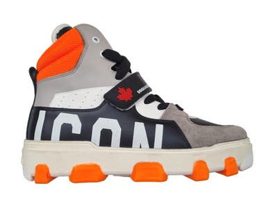 DSQUARED2 black, gray and white ICON BASKET high sneakers shoes M2353