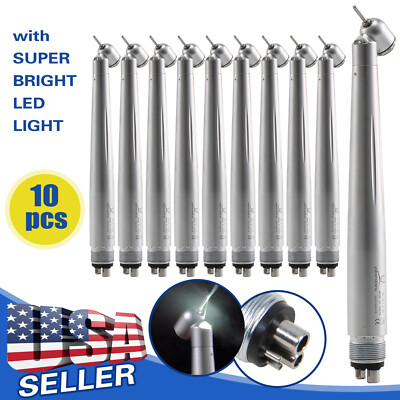 10 pcs Dental 45 Degree Surgical High Speed Handpiece E-generator LED 4 Hole