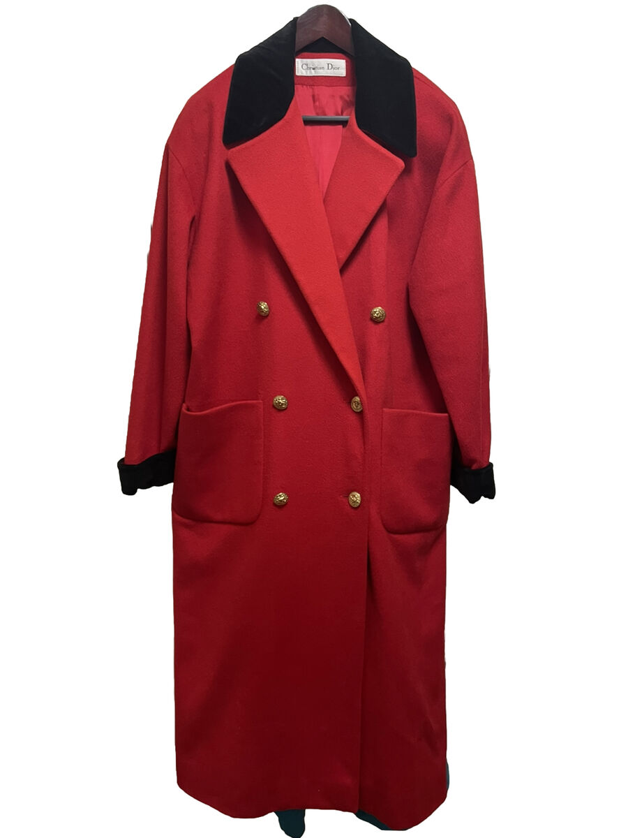 Vintage Christian Dior Red Down Over Coat Wool Heavy USA Vintage Christian Dior Red Down Over Coat Wool Heavy USA